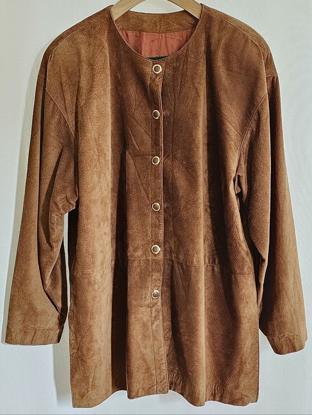 Danier Leather Tobacco Brown Suede Button Long Coat Jacket